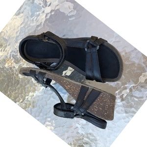 TEVA Ventura Wedge Sandal Black Leather Sandals 8